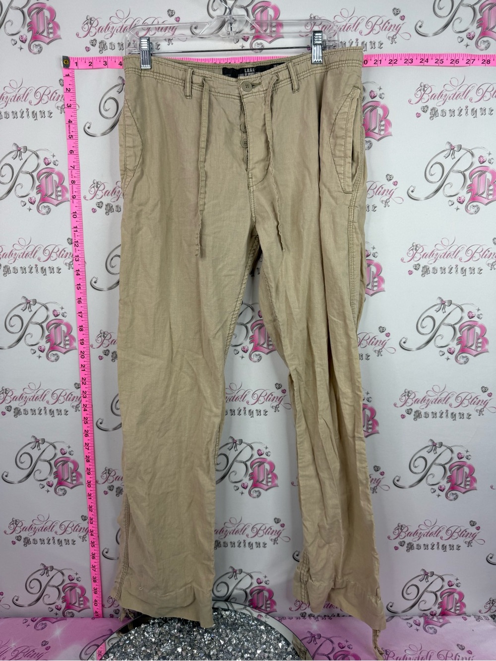 LOGG pants Men's Cargo Pants in Tan with Button Fly